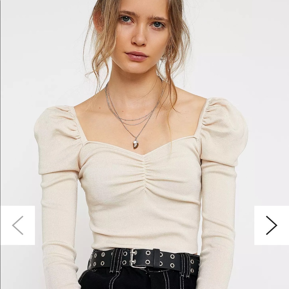 NWT Urban Outfitters puff sleeve cream colored top